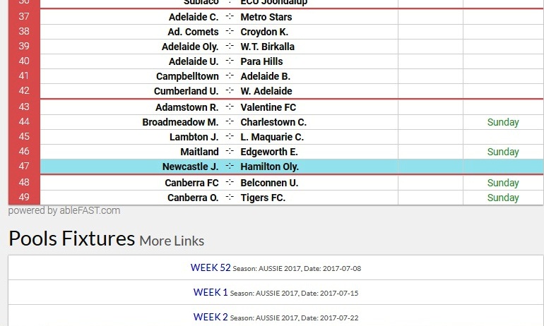 Football Pools Fixtures